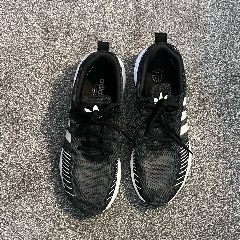 adidas Black and White Knit Running Shoes